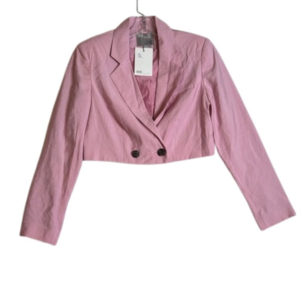 ASOS Light Pink Cropped Double Breasted Blazer NWT #4205-1